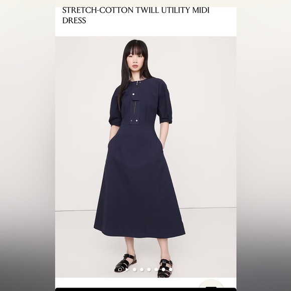 Banana Republic Dresses & Skirts - NWT! Banana Republic Stretch-Column Twill Utility Midi Dress medium m navy blue